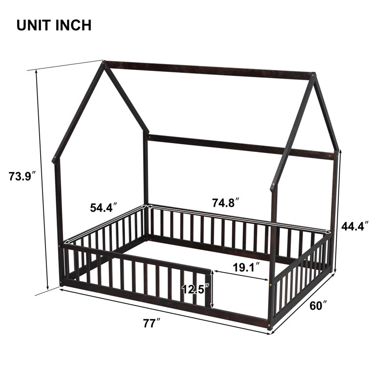 Lits sécuritaires pour lit double, structure de maison en bois de pin, chambre d'enfant de ferme