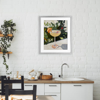 «Cocktail with Fruit Slice», reproduction encadrée sous verre, conception de Riley B