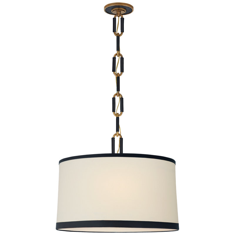 Ralph Lauren Cody 3 Light Chandelier, 19"H x 24"W x 24"D, Natural Brass/Navy Leather