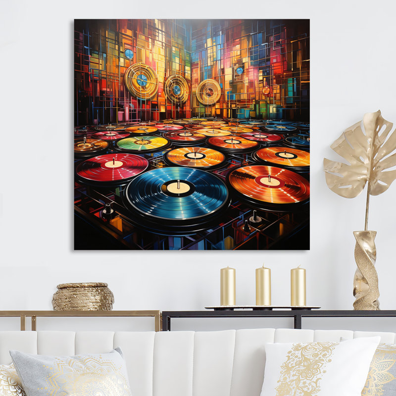 Vinyle Disque Rhythme II - Impressions sur toile, Toile tendue, H 36 po x l 36 po x P 1,5 po