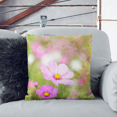 Spring Purple Flowers Painting Scatter Cushion