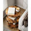 Table d'appoint ronde - Petite table d'appoint avec tablettes à 3 niveaux, table de bout en bois rustique pour la chambre à coucher ou le salon, pieds en métal renforcé, brun rustique facile à assembler