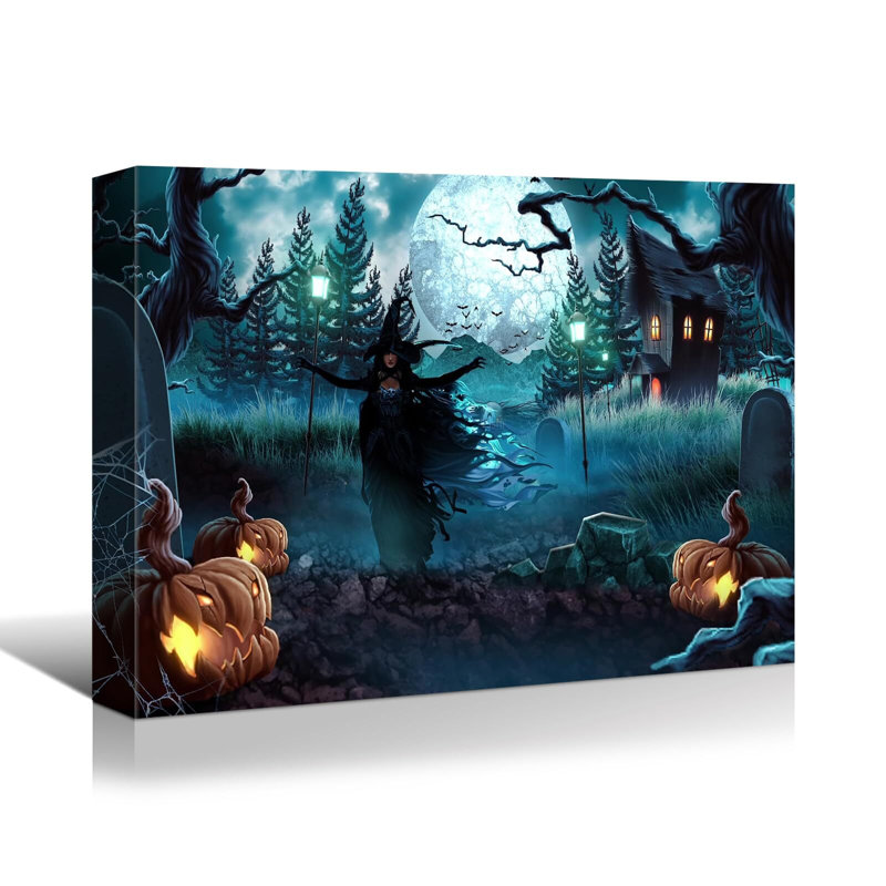 «Letio Halloween Witch Night» sur toile, H 12 po x l 18 po x P 1,5 po
