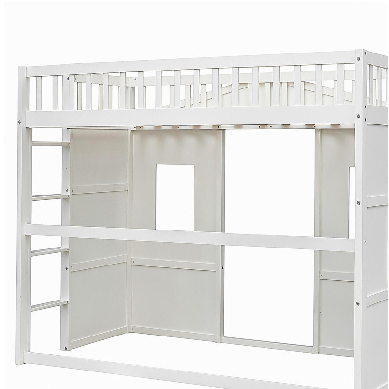 Lit mezzanine simple avec échelle - blanc, Lit simple, Blanc