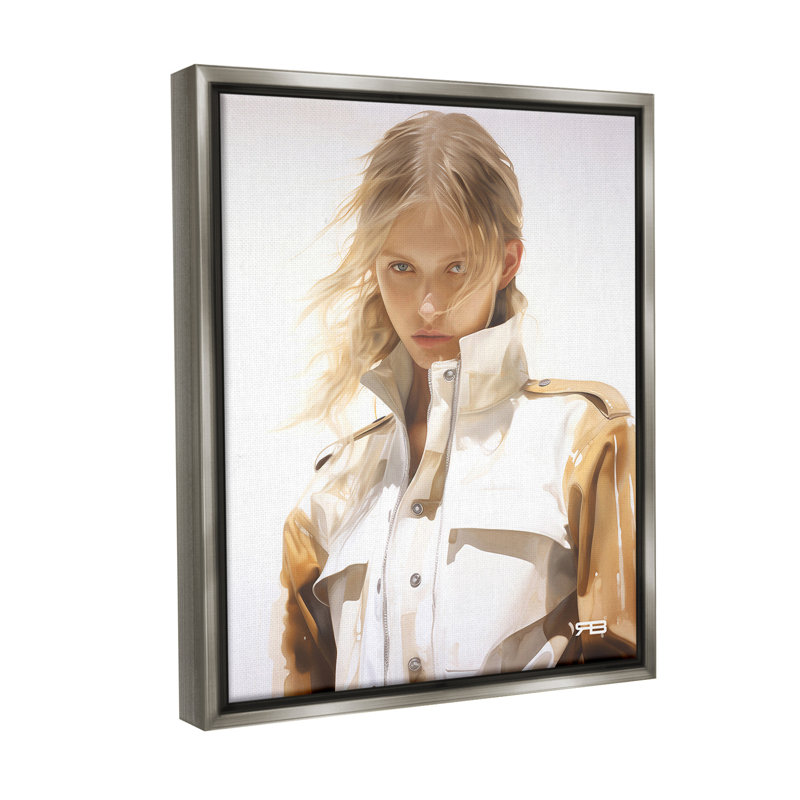 «Woman In Riding Jack Floater Frame» par RB sur, H 31 po x l 25 po, Cadre flottant gris lustré