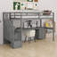 Loft Bed Frame With Built-In Desk And Double Storage Drawers-1261045123