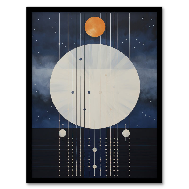 Abstract Solar Eclipse  Geometric Planetary Orbit 1 Piece Single Picture Frame Wall Art