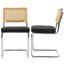 Chaise d'appoint rembourrée Crumley avec dossier en rotin et structure en acier-335430076-321937466