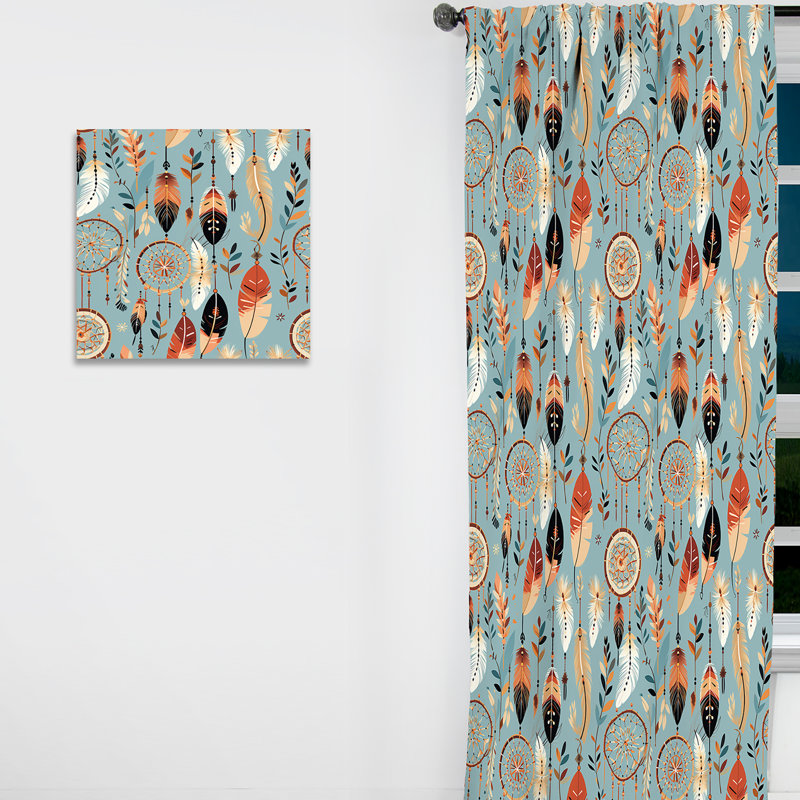 Dreamcatchers Boho Motif I - Rideau abstrait Boho - Rideau abstrait obscurcissant - 1 panneaux, L 52 po x L 84 po