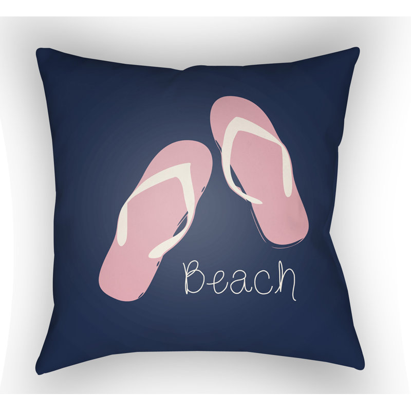 Carolina Coastal Bẹach Throw Pillow, Navy, 22" H  x 22" W x 5" D