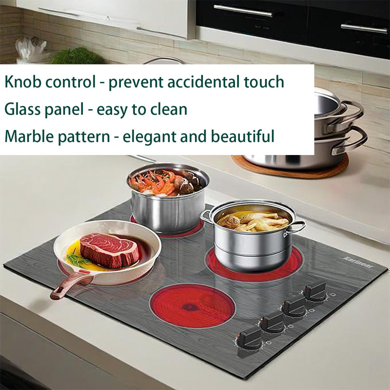 Plaque de cuisson électrique Karinear à 4 brûleurs de 24 po et 6 000 W intégrée