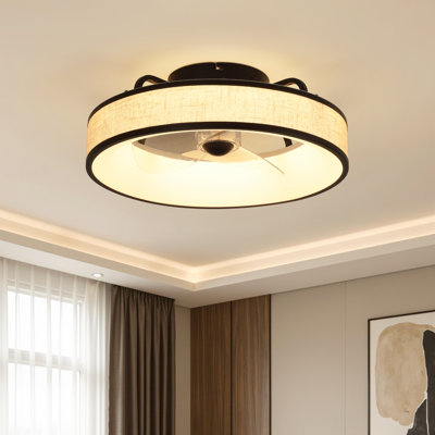 Arachne 17.7'' 3-Blade Fabric Caged Ceiling Fan With LED Lights And Remote Control Farmhouse 3CCT Dimmable Reversible Motor Timer For Bedrooms