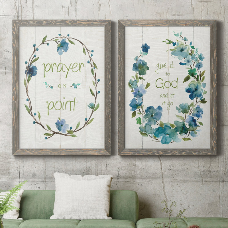 "Prayer on Point", art textuel sur toile 2 pièces, H 24 po x l 36 po x P 1,5 po, Cadre gris