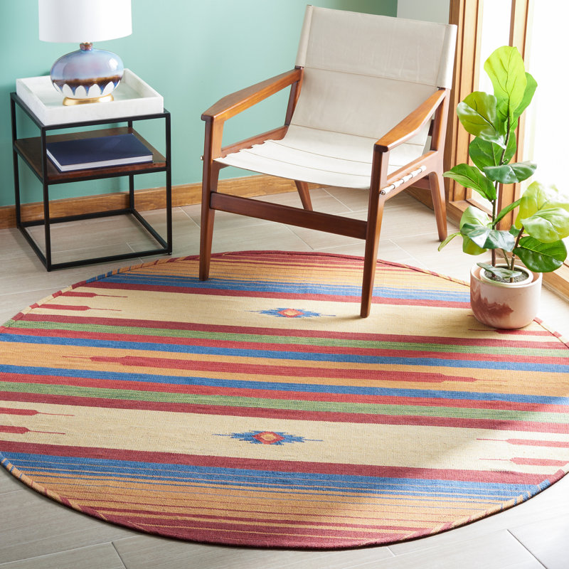 Barefield Hand Woven Southwestern Area Rug, Round 6'