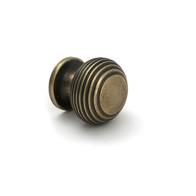Beehive Cabinet Knob, Burnished Brass, 1.18" Knob Diameter