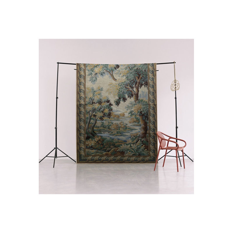 Multi Color Tapestry Design River and Tree Pattern Creative Modern Decorative Machine Washable Area Rug