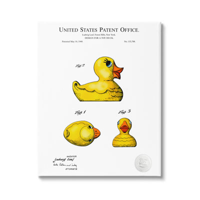 " Toy Rubber Duck Yellow Patent Design Diagram " by Karl Hronek