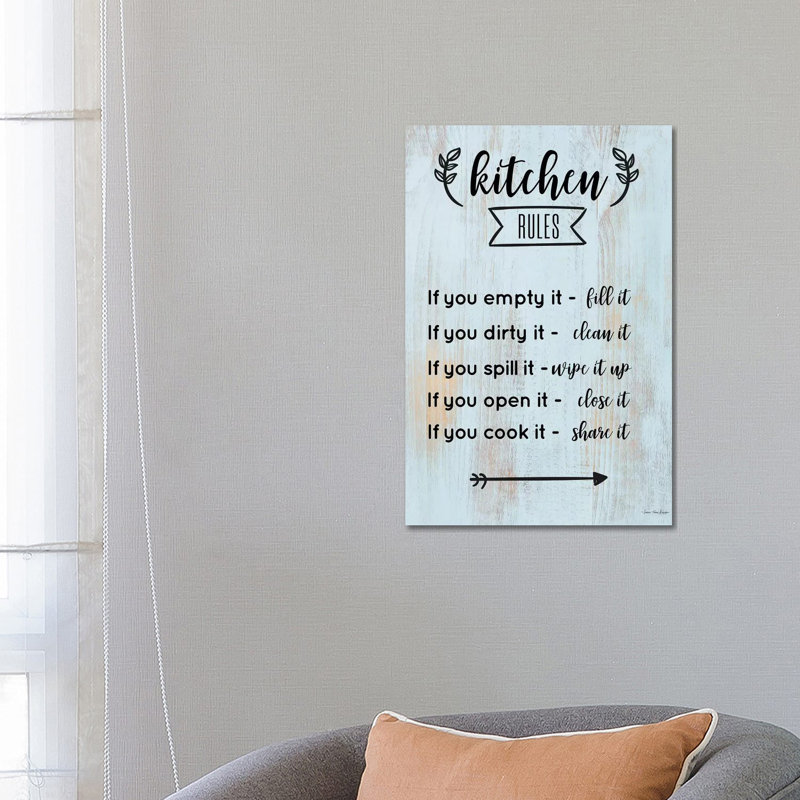 Kitchen Rules - Print on Canvas, 101.6cm H x 66.04cm W x 3.81cm D, Wrapped Canvas