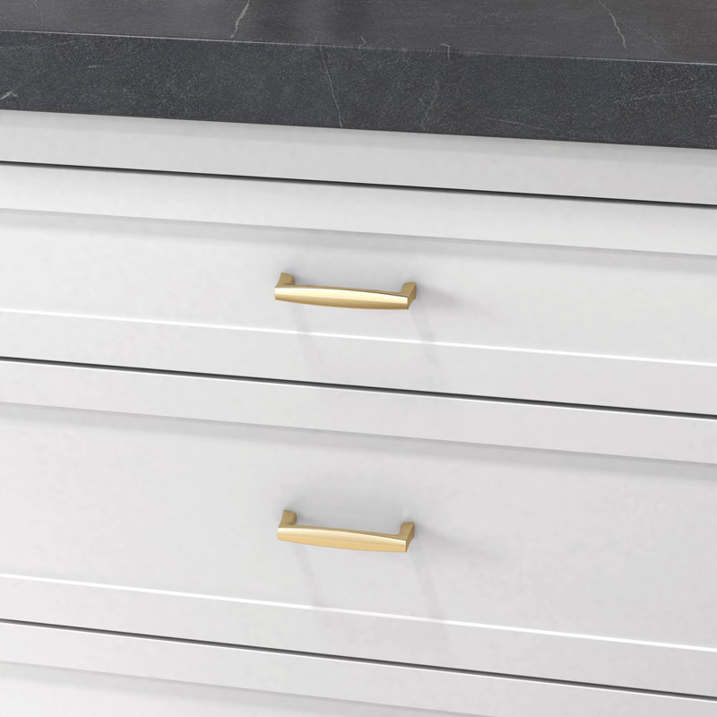 Polished Brass Modern Cup Pull with Mounting Hardware