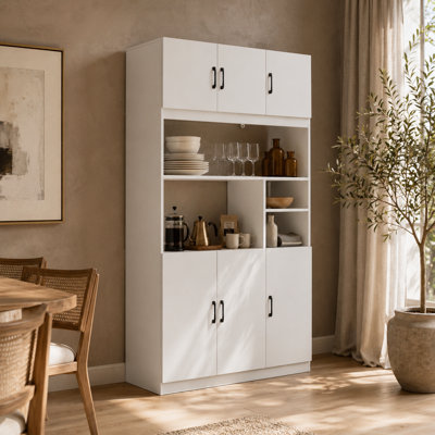 Garde-manger de 78,7 po de hauteur avec 6 portes et tablettes ouvertes