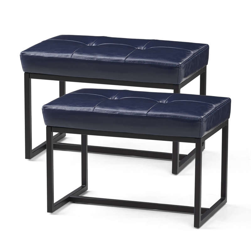 Buren Iron Accent Stool, Blue