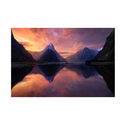 Wrapped Canvas Wall Art - Lincoln Harrison 'Milford Sound 10' Wall Art for Living Room, Bedroom, or Office Décor  - 22x32