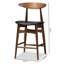 Ensemble de 2 tabourets de comptoir revêtus de similicuir noir Mid-Century Baxton Studio Flora-842382467