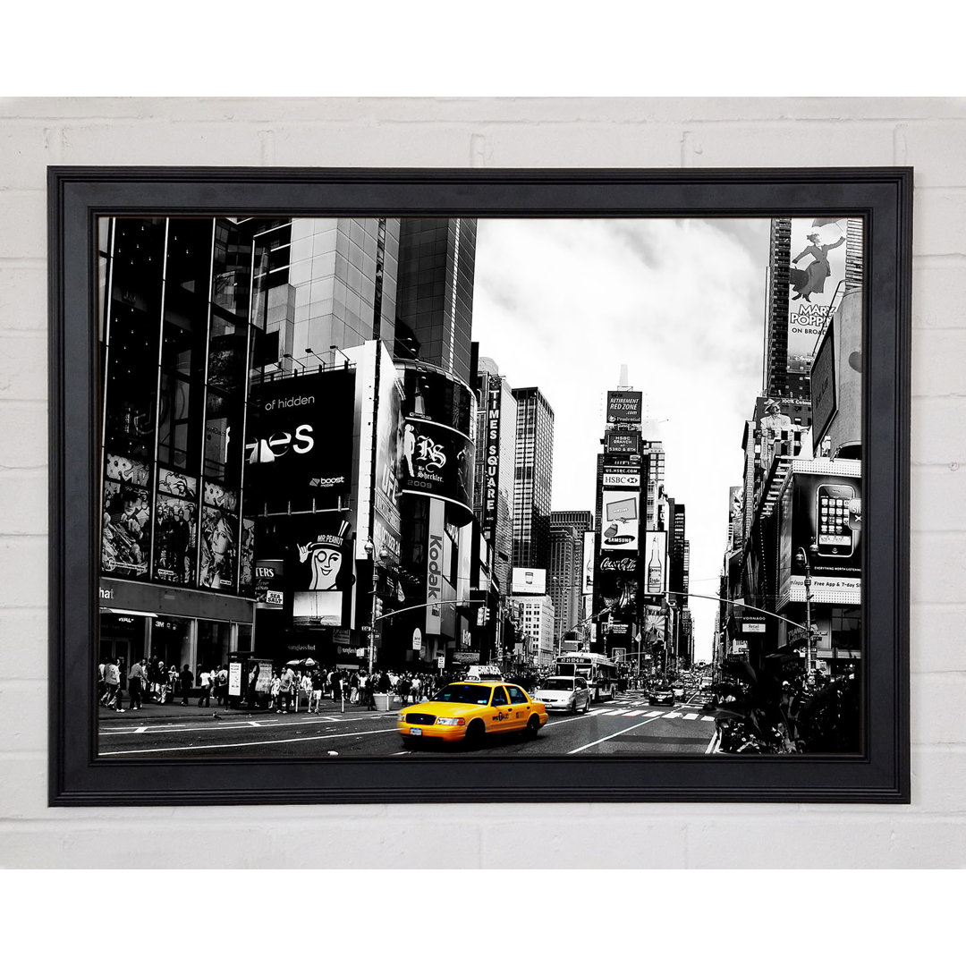 Broadway Yellow Cab B N W - Einzelne Bilderrahmen Kunstdrucke