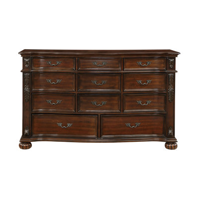 Commode classique 1 pièce classique de 11 tiroirs avec mobilier en bois sculpté