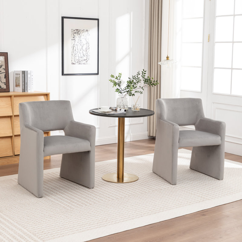 Chaise rembourrée en velours Hambrook, Gris