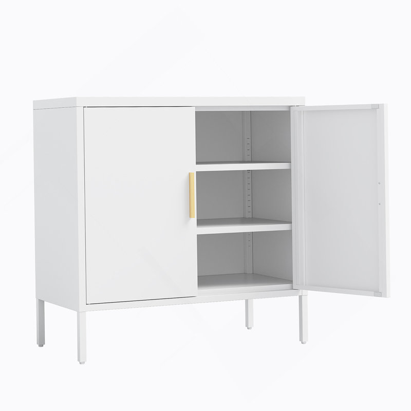 Armoire de rangement en métal avec 2 portes et 2 tablettes réglables, armoire de rangement en acier