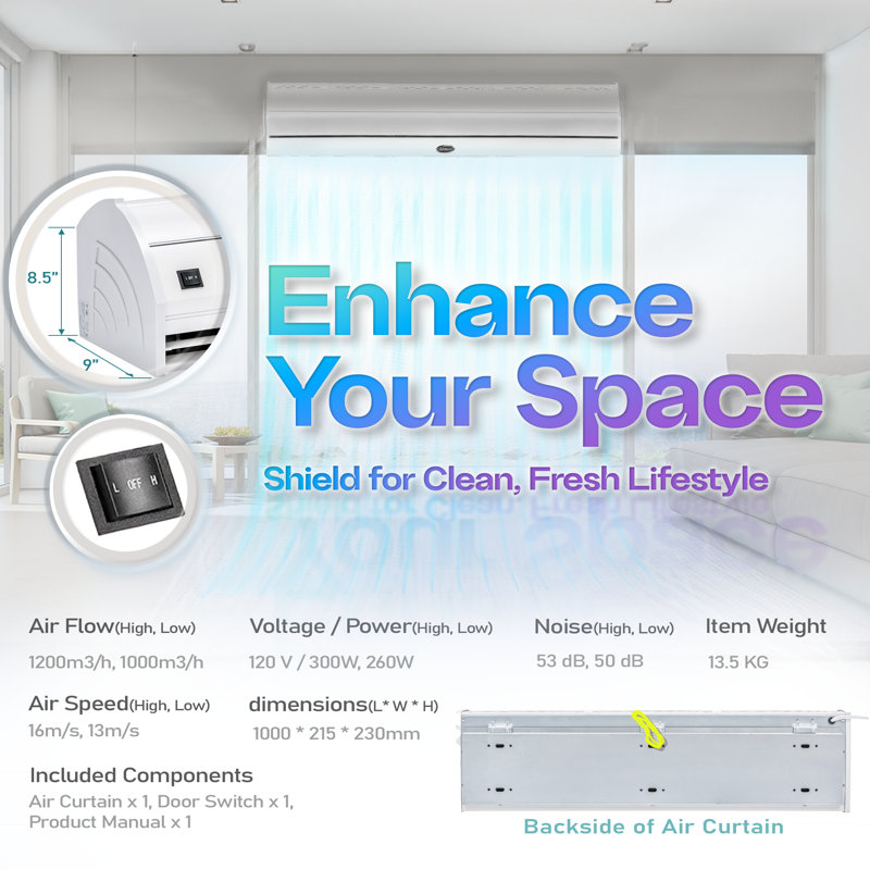 40" Wall Mounted Air Curtain Fan by DuraSteel Aerial Titan - 2 Series