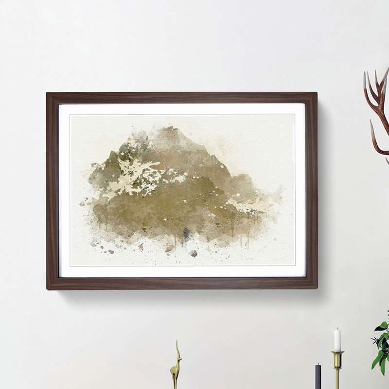 Brown Mountain in Abstract - Picture Frame Graphic Art Print, Walnut Framed, 48cm H x 65cm W x 2cm D