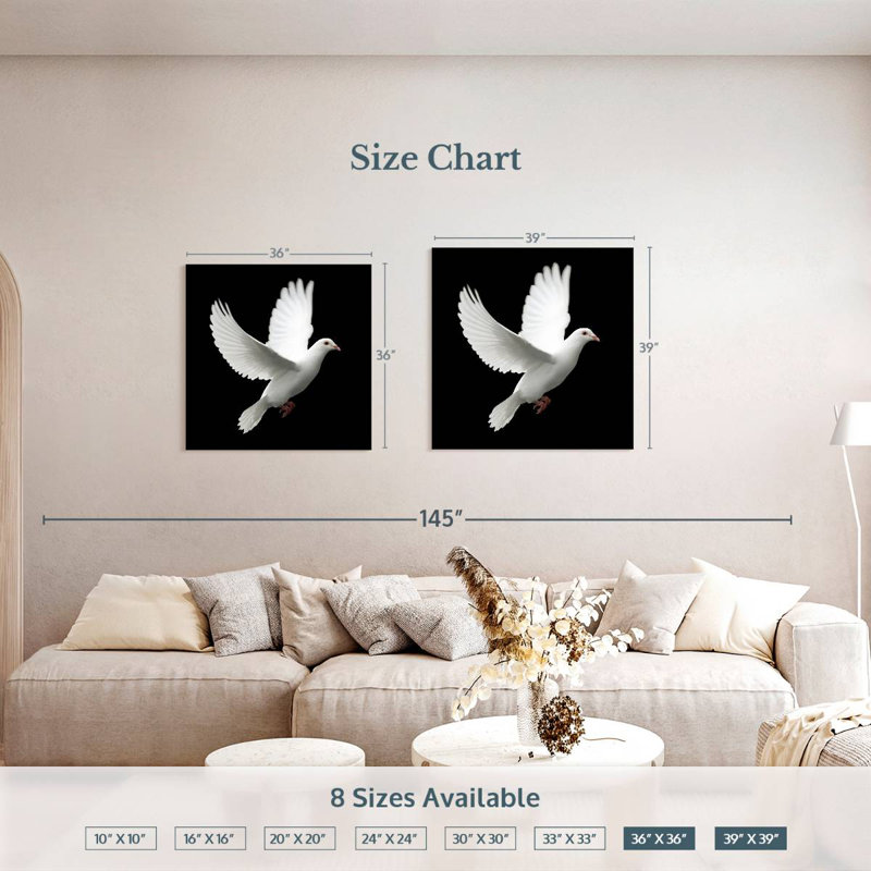 Brampt White Dove, 39" H x 39" W