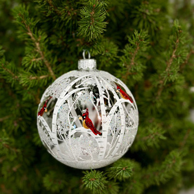 Snowy Forest Glass Christmas Tree Ornament 3.9"