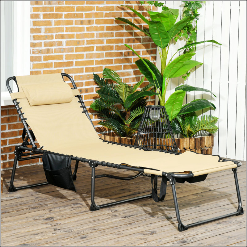 Chaise longue pliante avec dossier inclinable à 5 niveaux