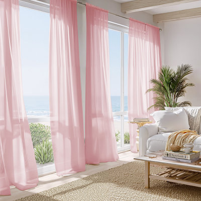  Non-See-Through Sheer Curtains 2 Panels for Living Room, Privacy Cat Proof Window Drapes for Bedroom, Rod Pocket Light Filtering Elegant Home Decoration