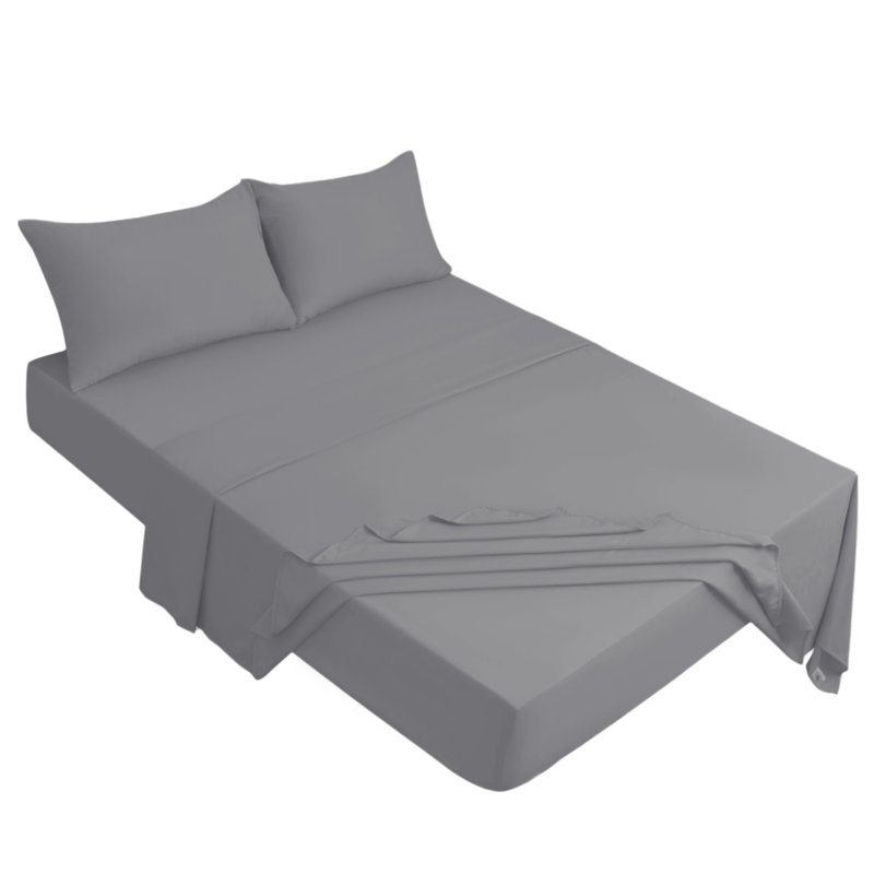 Meliah Microfibre Brushed Fitted Bed Sheet, Double (4'6), Grey