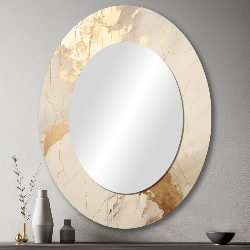 Miroir mural ovale en métal beige et doré Lightning IV, 43 po x 33 po