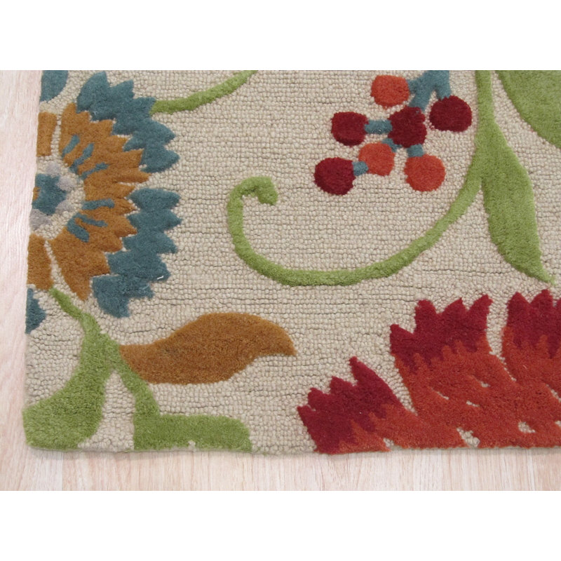 Tapis ivoire en laine touffeté à la main Bianca Luna, Rectangle 7 pi 9 po x 9 pi 9 po