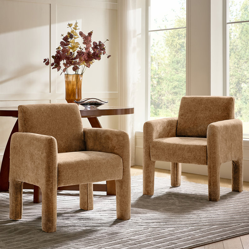 Natalie Modern Upholstered Fully Assemble Dining Chair with Solid Wood Legs, Ivory