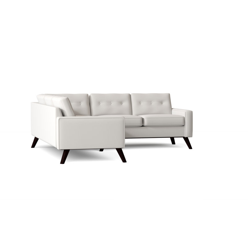 Canapé modulaire de coin en coton 96 po Amber, Blanc Klein, Accoudoir à gauche (vu de face), Noir