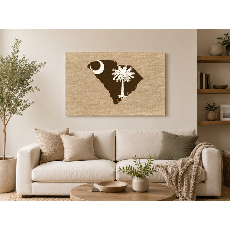 South Carolina State Map - Art mural sur toile paysage, 14" W x 11" H