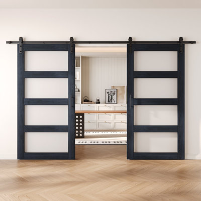 Portes de grange non assemblées et finies en verre à 4 verres de 36 po x 80 po Homquer