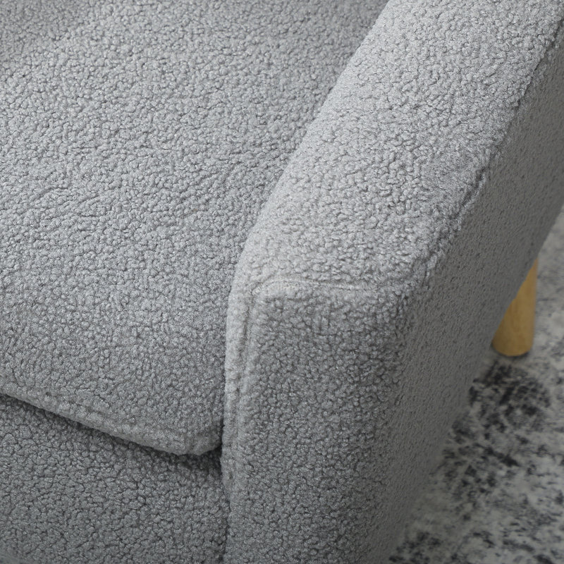 Chaise d'appoint rembourrée avec pieds en bois Teddy, Gris