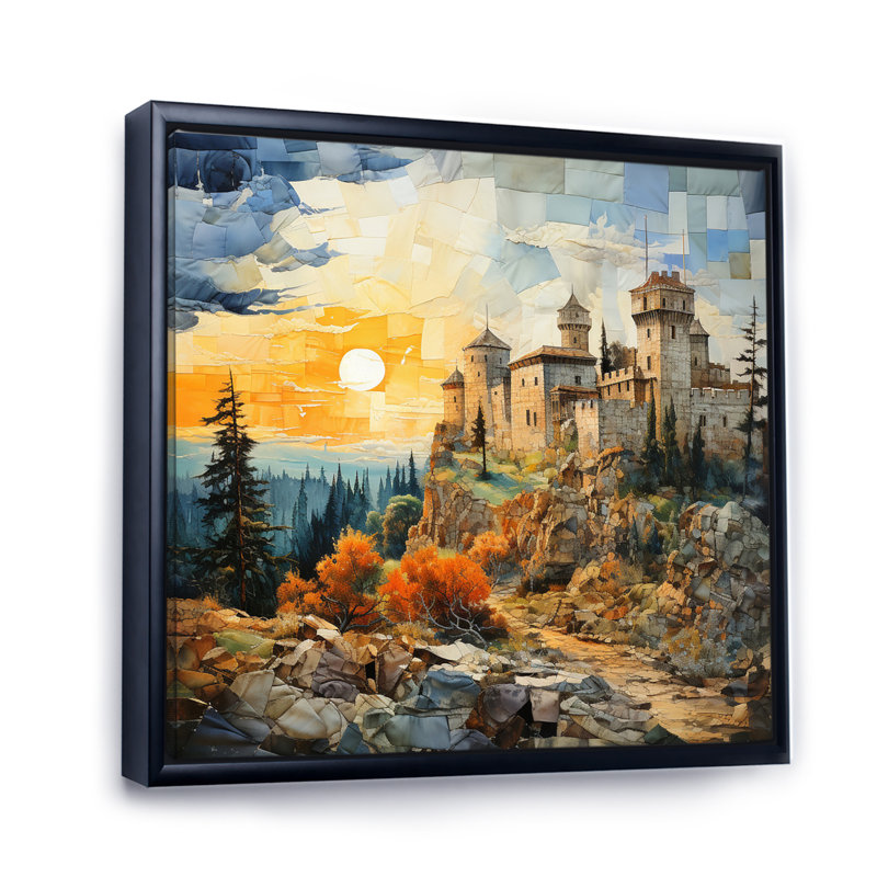 Paysage châteaux intemporels - impression, H 36 po x l 36 po x P 1,5 po, Cadre flottant noir