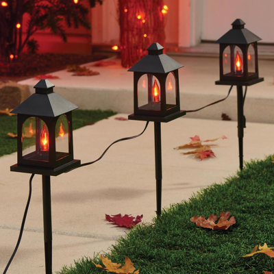 Décoration de chemin de lanterne orange incandescente 3 ct