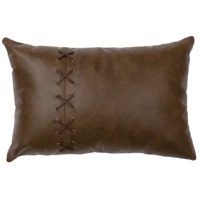Wooded River Caribou Leather Pillow - Leather Back