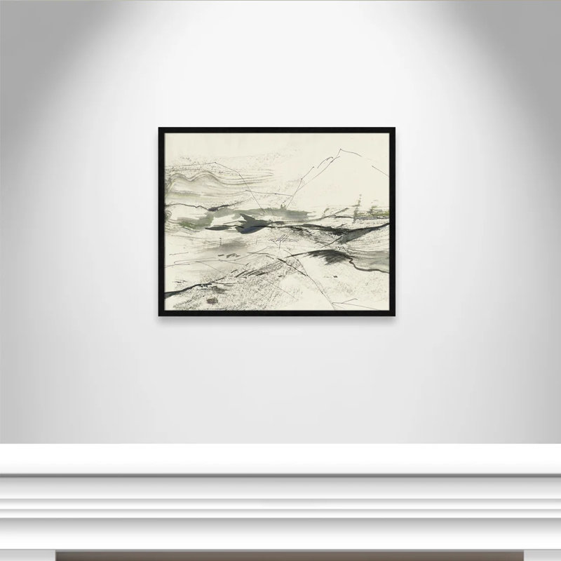 " Green Sketches " by PI Studio, Pas de tapis, Cadre mince noir, H 16 po x l 19 po x P 0,75 po