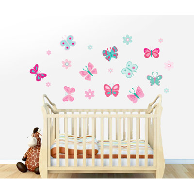 Décalcomanie murale papillon et fleur